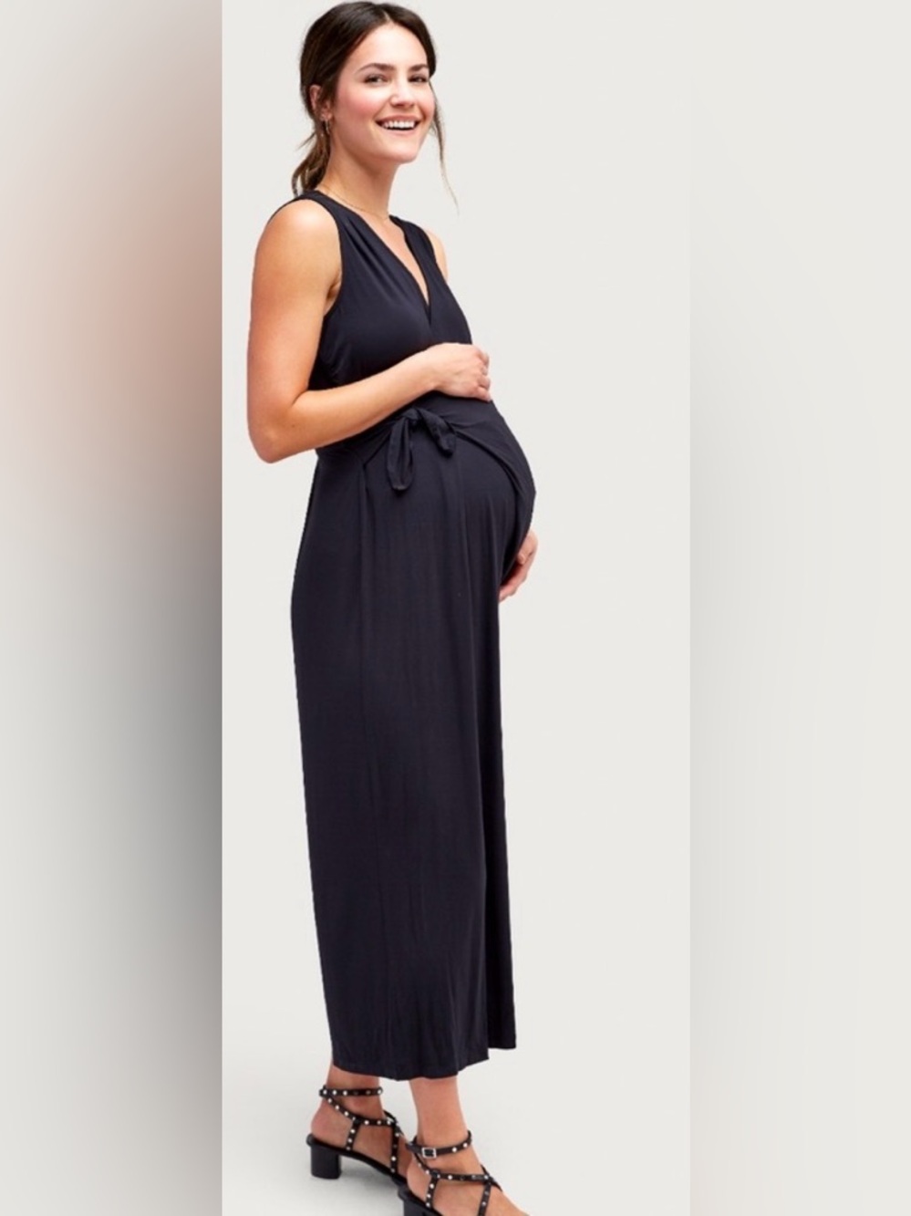 Nom Maternity Francesca Black Wrap Jumpsuit